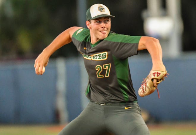 Ethan Petry pitches for Cypress Creek in the high school baseball Class 5A regional semifinal game  against Eau Gallie Thursday, May 12, 2022. Craig Bailey/FLORIDA TODAY via USA TODAY NETWORK