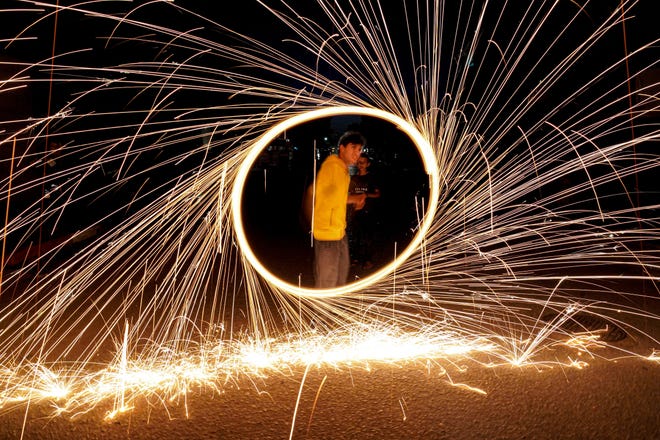 May 6, 2024: Palestinians celebrate with fireworks in a street in Deir el-Balah, in the central Gaza Strip, after Hamas announced it has accepted a truce proposal amid the ongoing conflict between Israel and the Palestinian militant group Hamas. Hamas leader Ismail Haniyeh, on May 6, informed mediators Qatar and Egypt that his Palestinian militant group had accepted their proposal for a ceasefire in Gaza after nearly seven months of war.