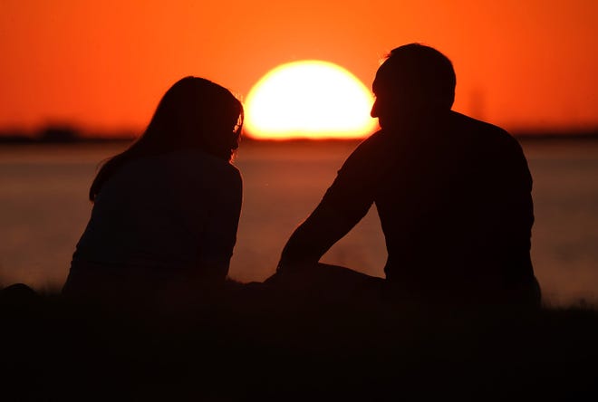 May 10, 2024 : People enjoy the sunset at Lake Hefner in Oklahoma City.