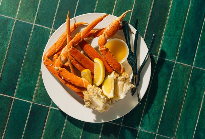 Clusters of Alaskan snow crab legs and oysters are always in season at Bimini's Oyster Bar and Seafood Cafe, on Villa Road in Greenville, near Haywood at Pelham Roads.