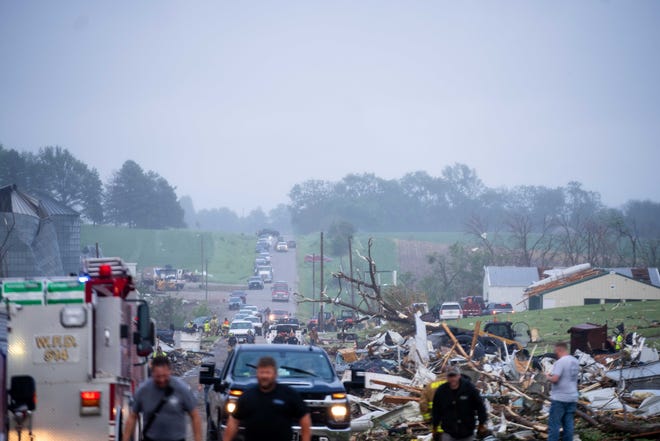 May 21, 2024: Damage is seen after a powerful tornado hit Greenfield, Iowa.