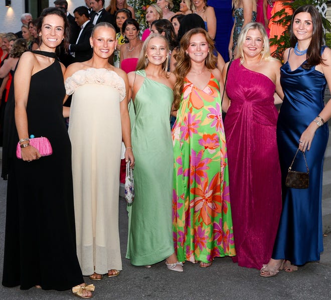 Mary Catherine Thomas, Bess Landgren, MK Burgamy, Lilly Maple, Sarah Beth Holloway, Elizabeth Cole at the 2024 Hope Ball, which supports the Cancer Society of Greenville. This year’s event was held at the 405 Venue in Downtown Greenville. The biennial black-tie dinner and dance was inaugurated in 1984.