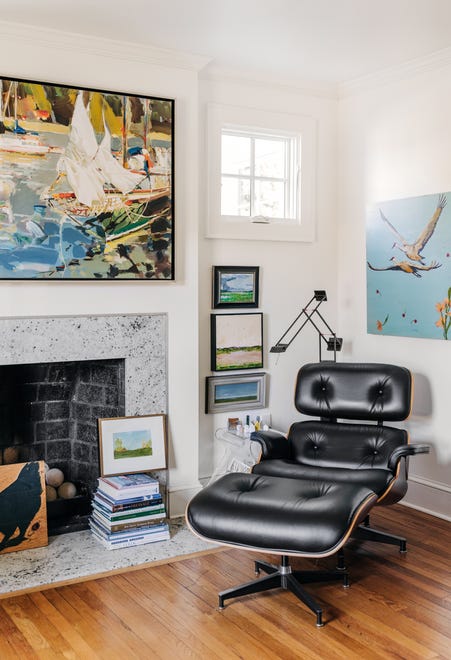 A Josef Kote painting over the fireplace is David’s favorite.