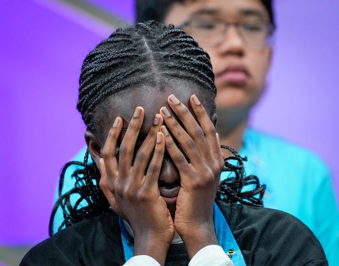 May 29, 2024 : N'Adom Darko-Asare from Ghana during the 2024 Scripps National Spelling Bee quarterfinals at the Gaylord National Resort & Convention Center at National Harbor.