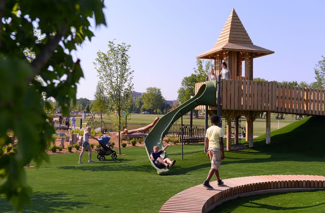 Unity Park held its grand opening on downtown Greenville's west side, Thursday morning, May 19, 2022. The new 60-acre park, nearly two years under construction, completes the "necklace of parks" surrounding downtown.